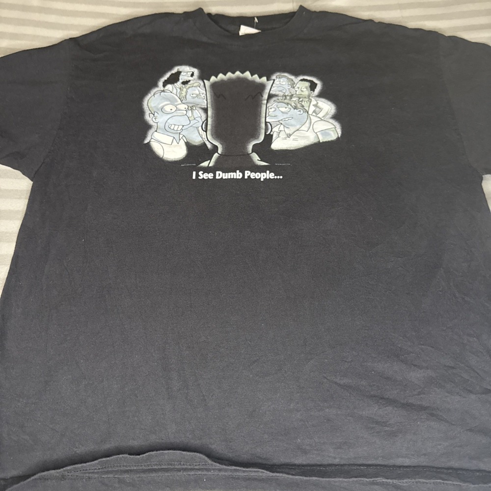 Vintage Y2K Simpsons I See Dumb People T-Shirt Delta ProWeight Size XL 6th Sense